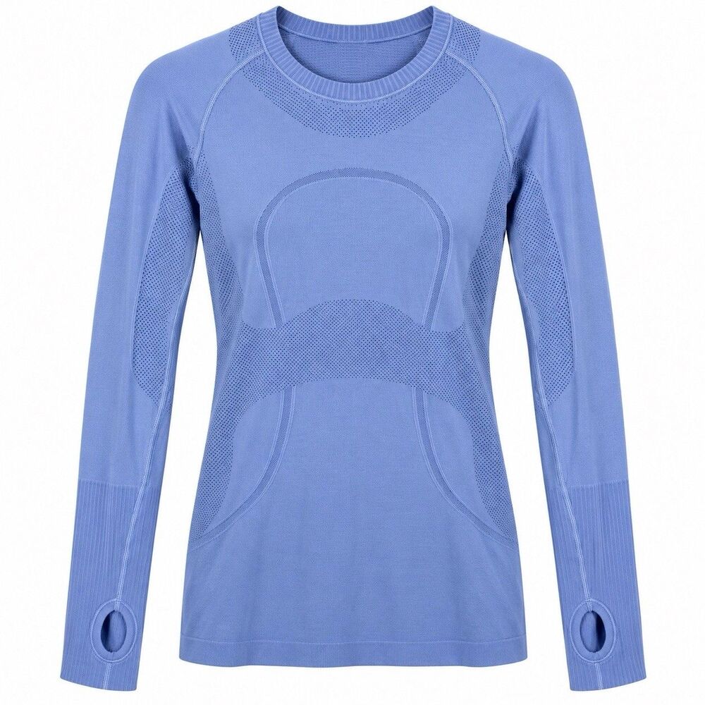 Lululemon Swiftly Tech Long Sleeve Blue Shirt Women’s Size 4 Seamless Running